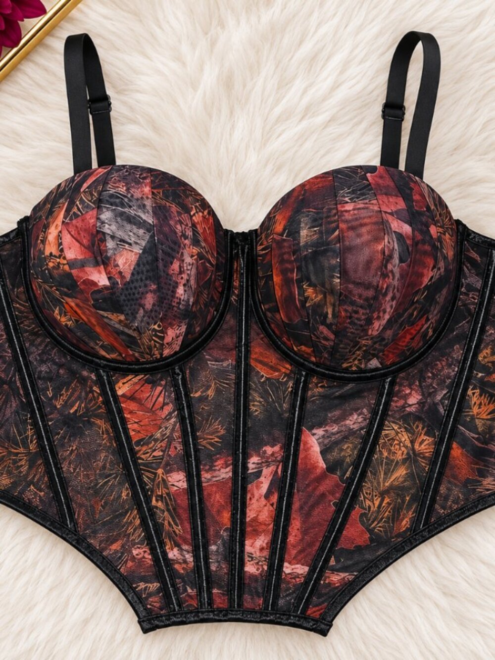 Akira | Burgundy Floral Underwire Corset Bustier Top